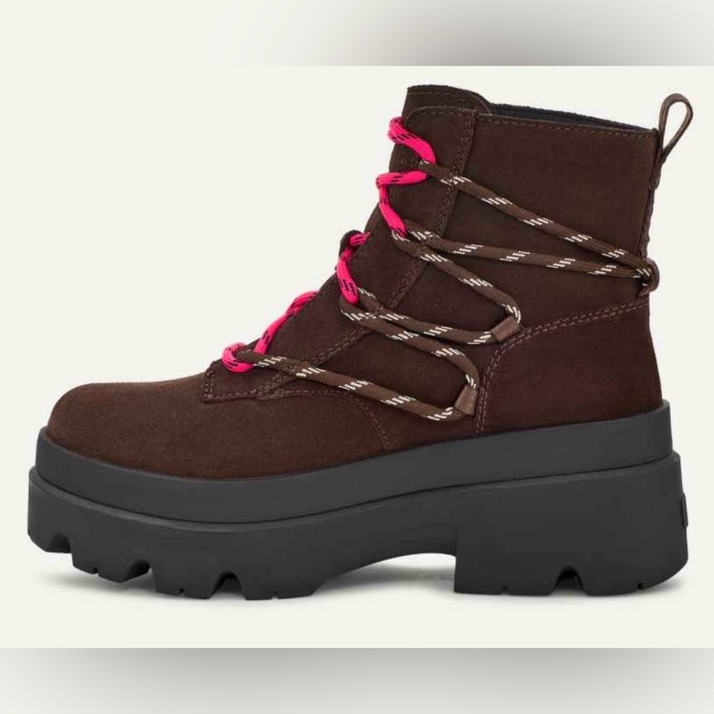 UGG Brisbane Lace Up Suede Platform Boots Size 9 Burnt Cedar NWOB - Picture 7 of 13